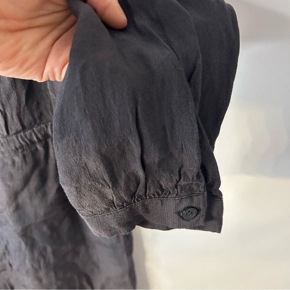 Loft Gray Rayon Romper, L, Long Sleeve, Lace Details, Button Front, Cinch Waist - Picture 4 of 8